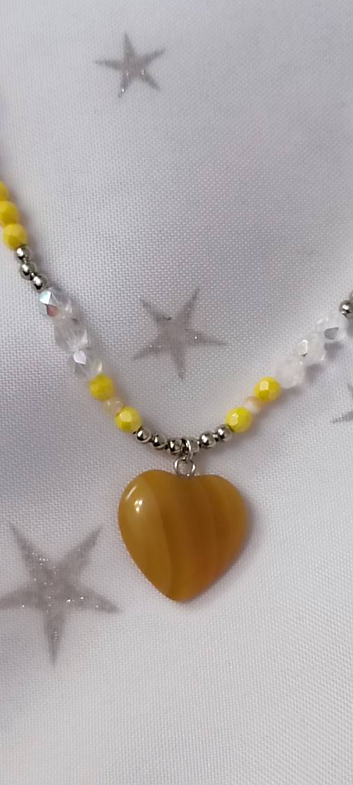 Náhrdelníky - Náhrdelník s achátom (Žltá) - 17368402_