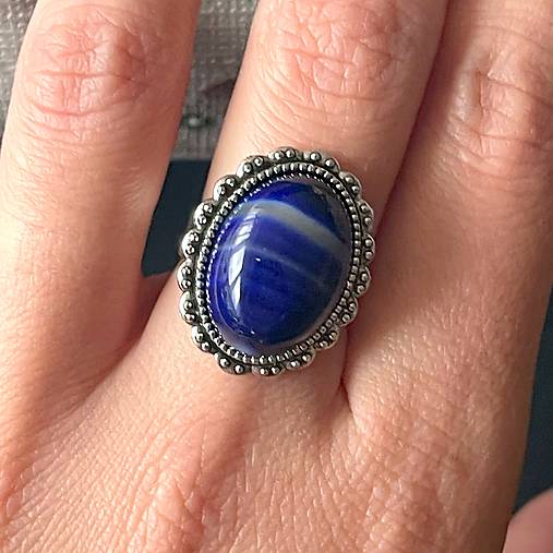Purple Agate Vintage Lace Ring / Prsteň s achátom pásikavým E057