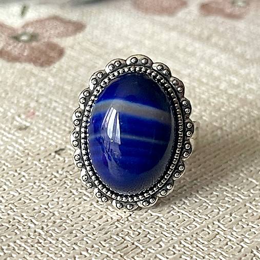 Purple Agate Vintage Lace Ring / Prsteň s achátom pásikavým E057