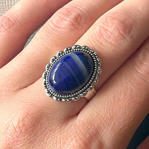 Purple Agate Vintage Lace Ring / Prsteň s achátom pásikavým E057
