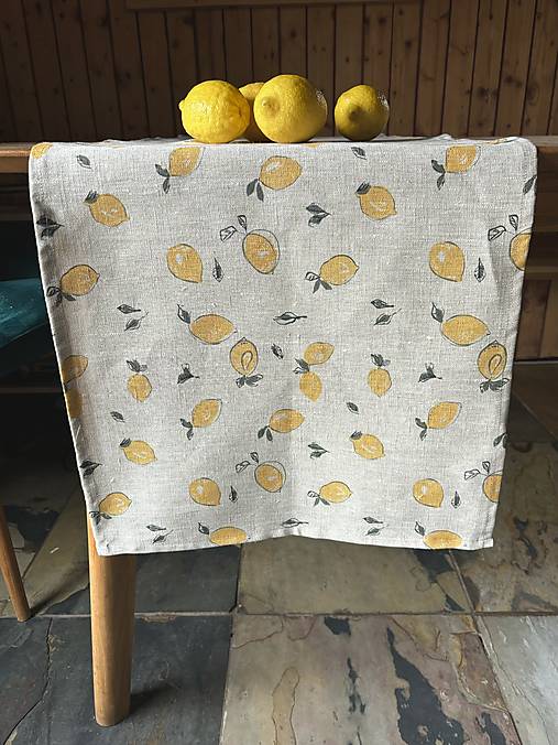 Úžitkový textil - Ľanová štóla ,,Citróny" - 17372057_