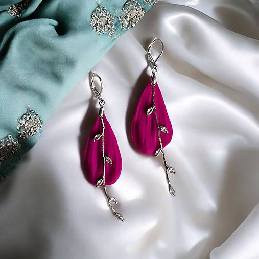 Náušnice - Serenade náušnice z modelovacej hmoty (Fuchsia Serenade (Striebro)) - 17372018_