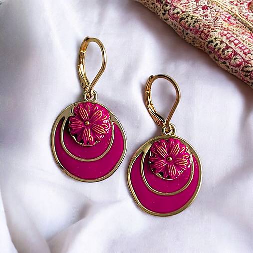 Náušnice - Fuchsia náušnice z modelovacej hmoty (oválne) - 17372132_
