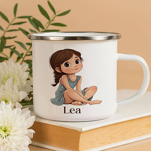 Nádoby - DIEVČATKO smaltovaný hrnček s ľubovoľným menom - 17371977_