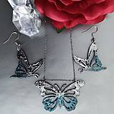 Sady šperkov - Metalická motýlia sada - 17371770_