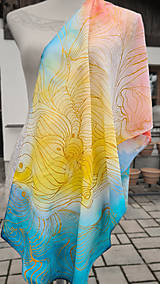 Šály a nákrčníky - Maľovaný hodvábny šál Lines II. - 17372663_