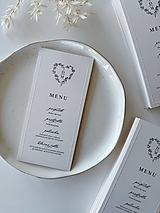 Papiernictvo - Svadobné menu DL monogram srdce - 17373391_