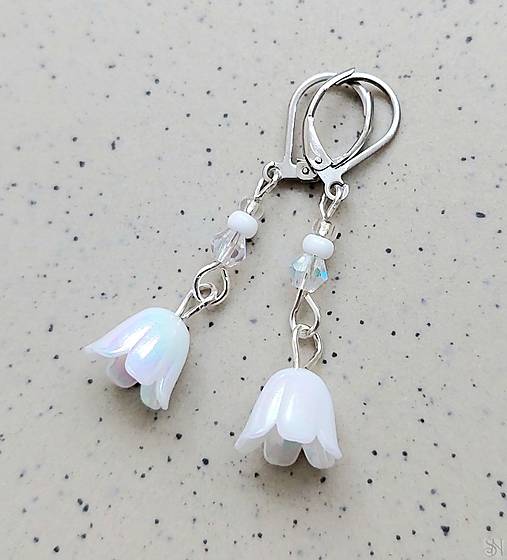 Náušnice - Handmade náušnice biele kvety - chirurgická oceľ - 17373166_