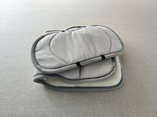 Detský textil - Vlnienka Podložka proti poteniu do autosedačky Nuna Todl 100% Merino Natural 100% ľan šedý - 17373882_