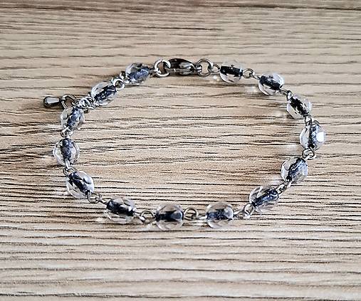 Náramky - Náramok ketlovaný sklo+oceľ (čierna) - 17375933_