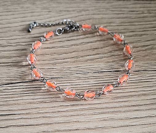 Náramky - Náramok ketlovaný sklo+oceľ (oranžová ostrá) - 17375964_