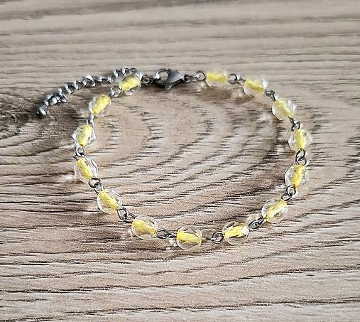 Náramky - Náramok ketlovaný sklo+oceľ (žltá) - 17375972_