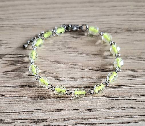 Náramky - Náramok ketlovaný sklo+oceľ (žltozelená) - 17375977_