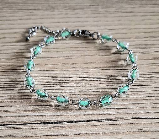 Náramky - Náramok ketlovaný sklo+oceľ (zelená tmavá) - 17375986_