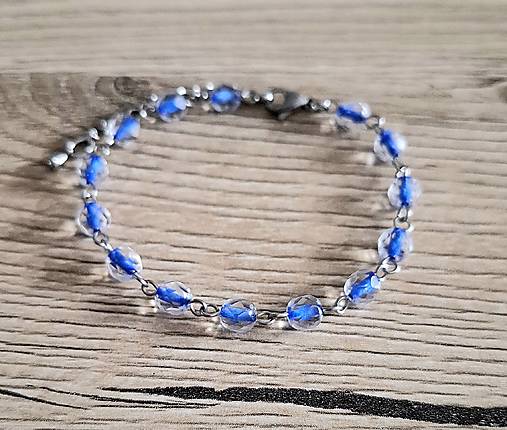 Náramky - Náramok ketlovaný sklo+oceľ (modrá) - 17375994_