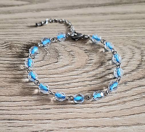 Náramky - Náramok ketlovaný sklo+oceľ (tyrkys) - 17375998_