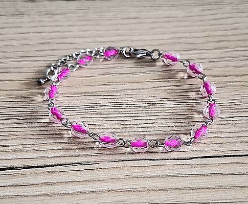 Náramky - Náramok ketlovaný sklo+oceľ (ružová) - 17376007_