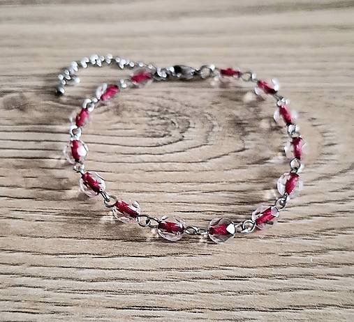 Náramky - Náramok ketlovaný sklo+oceľ (bordová) - 17376015_