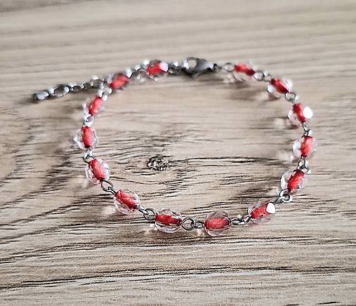 Náramky - Náramok ketlovaný sklo+oceľ (červená) - 17376019_