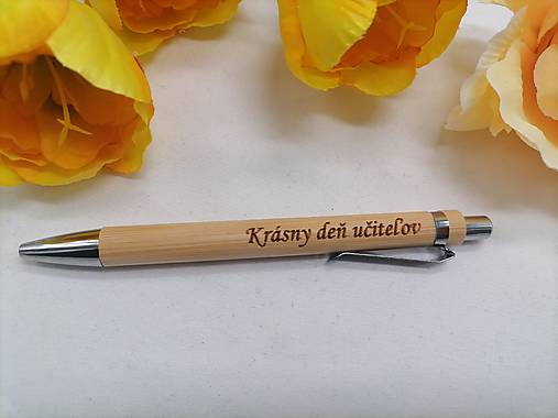 Nástroje - Bambusové pero s textom krasny deň učiteľov  - 17375835_