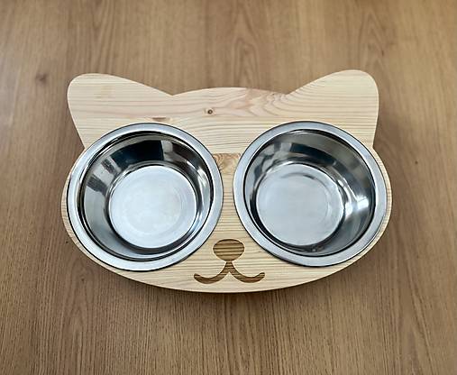 Pre zvieratá - Drevený stojan na misky pre mačku - 17374924_