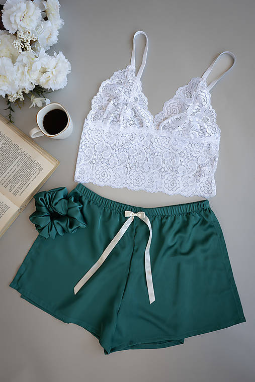 Nočná bielizeň - Green set - romantic - 17375151_