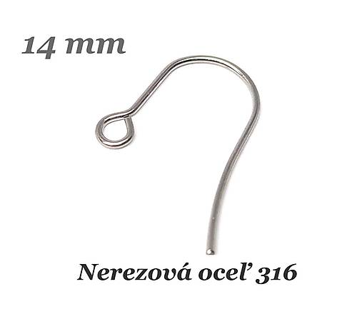 Komponenty - Náušnicový háčik 14mm /M2338/ - nerez.oceľ 316 - 17376328_