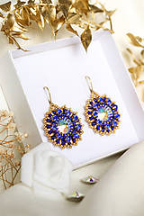 Náušnice - Šité náušnice “Lana” queen Blue  - 17379066_