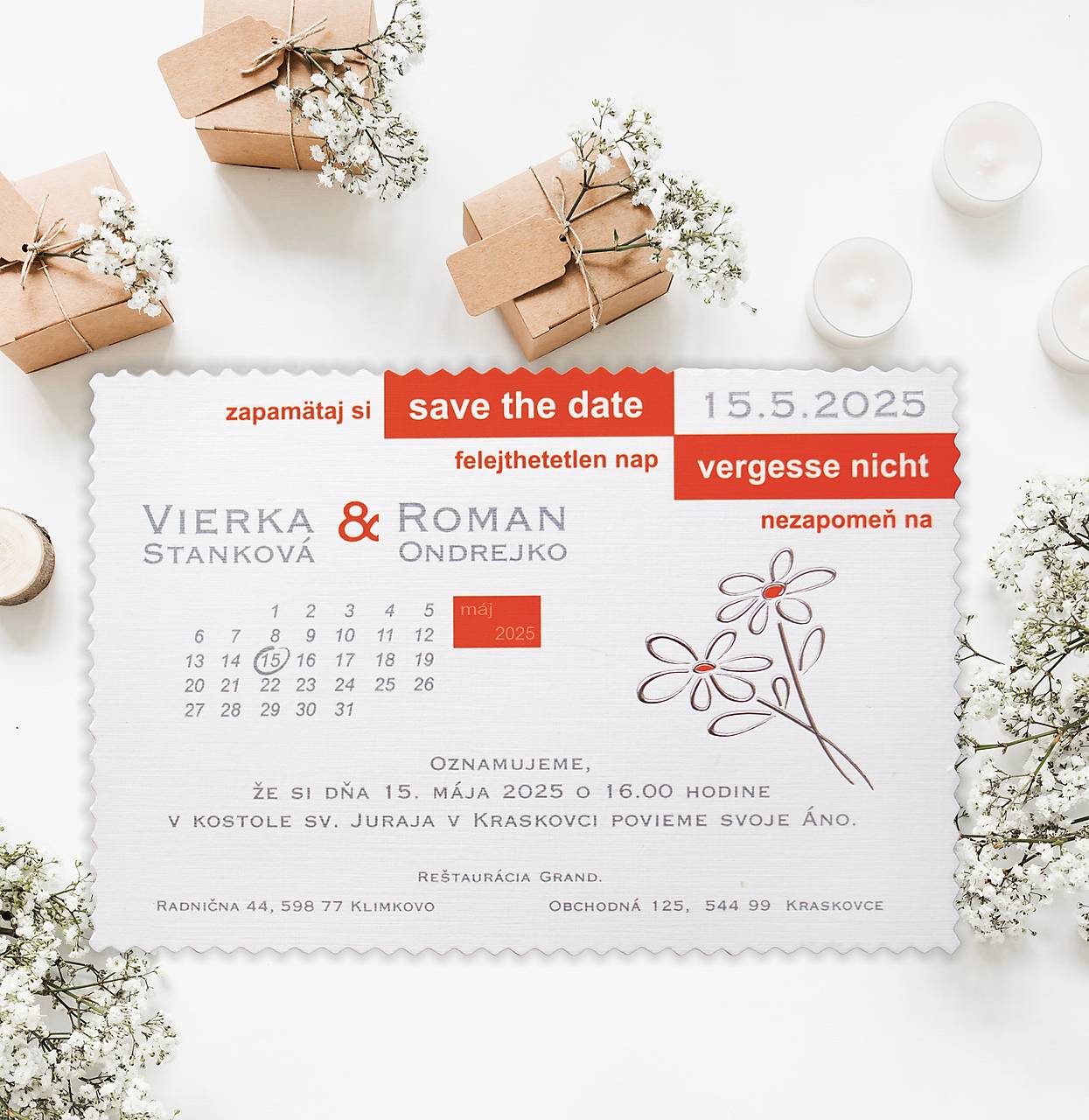Svadobné oznámenia A5004
