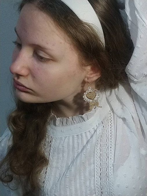 Náušnice - Folk srdiečka - 17381318_