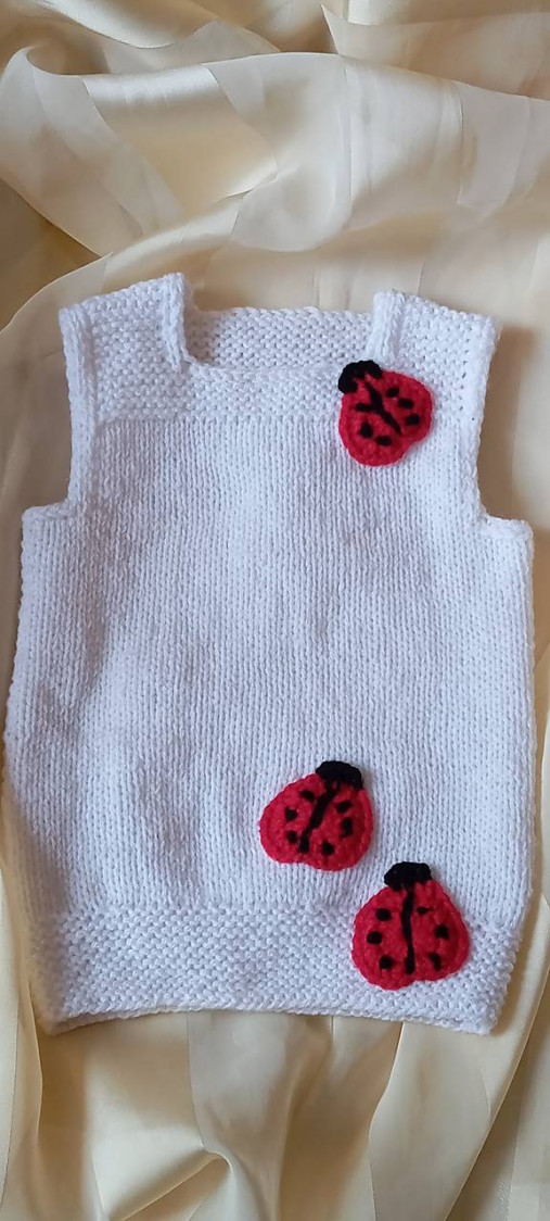 Vesty - Biela vestička 3 lienky - 17380147_