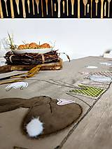 Úžitkový textil - Veľkonočný ľanový obrus "zajkovia II." - 17380556_