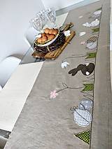 Úžitkový textil - Veľkonočný ľanový obrus "zajkovia II." - 17380561_