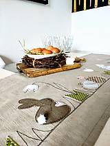 Úžitkový textil - Veľkonočný ľanový obrus "zajkovia II." - 17380563_