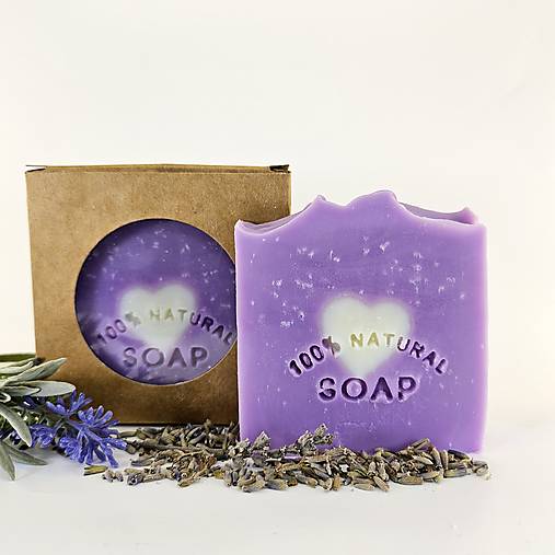 Telová kozmetika - Mydlo s vôňou levanduľa - White Heart - 17381320_