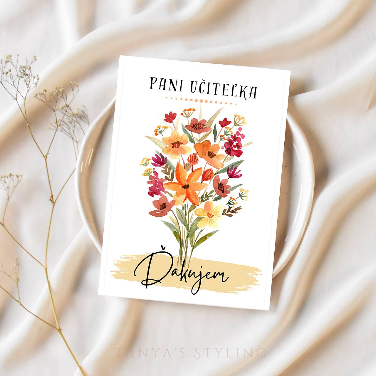 Pohľadnica pre učiteľku, vychovávateľku i špeciálnu pedagogičku (Pohľadnica pre učiteľku - ĎAKUJEM)
