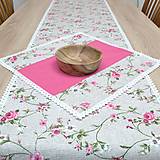 Úžitkový textil - IVETA - ružové ťahavé ruže - obrus štvorec kombinovaný 40 x40 - 17382445_