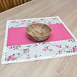 Úžitkový textil - IVETA - ružové ťahavé ruže - obrus štvorec kombinovaný 40 x40 - 17382446_