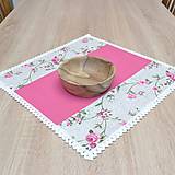 Úžitkový textil - IVETA - ružové ťahavé ruže - obrus štvorec kombinovaný 40 x40 - 17382448_