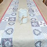 Úžitkový textil - LILA - srdiečkovo ružičková romantika - behúň 132x48 - 17383316_