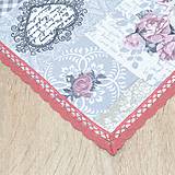 Úžitkový textil - LILA - srdiečkovo ružičková romantika - obrus štvorec 40x40 - 17383331_