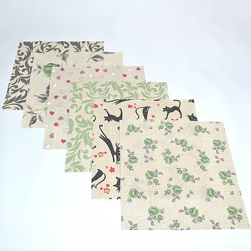 Textil - Set bavlnených štvorcov 25x25 cm - P01 - 17383446_