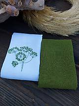 Úžitkový textil - Sada ľanových utierok s výšivkou - zelená - 17383537_