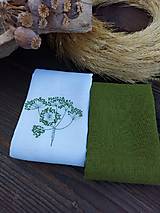 Úžitkový textil - Sada ľanových utierok s výšivkou - zelená - 17383538_
