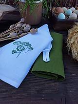 Úžitkový textil - Sada ľanových utierok s výšivkou - zelená - 17383540_