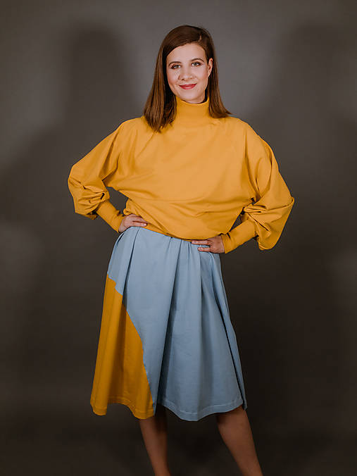 Mikiny - MIESTNA DÁMSKA ROLÁKOVÁ MIKINA AIDA (ŽLTÁ) - 17385458_