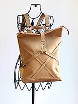 Batohy - Kožený ruksak Suede Camel - 17385655_