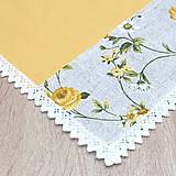 Úžitkový textil - IVETA - žlté ťahavé ruže - obrus štvorec kombinovaný 40 x40 - 17384555_