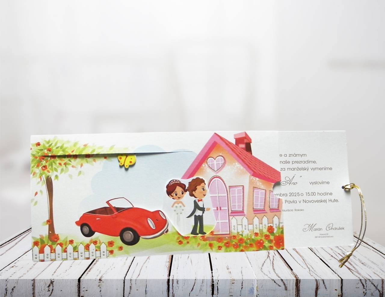 Svadobné oznámenie vysúvacie humorné 5323