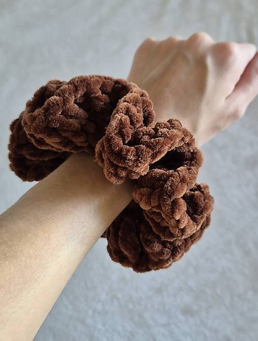 Scrunchie gumičky do vlasov - neutrálne (Hnedá)